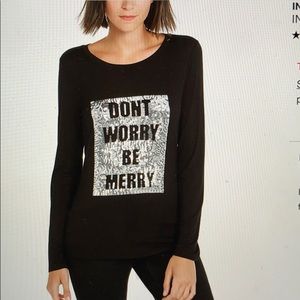 INC sequined Be Merry top